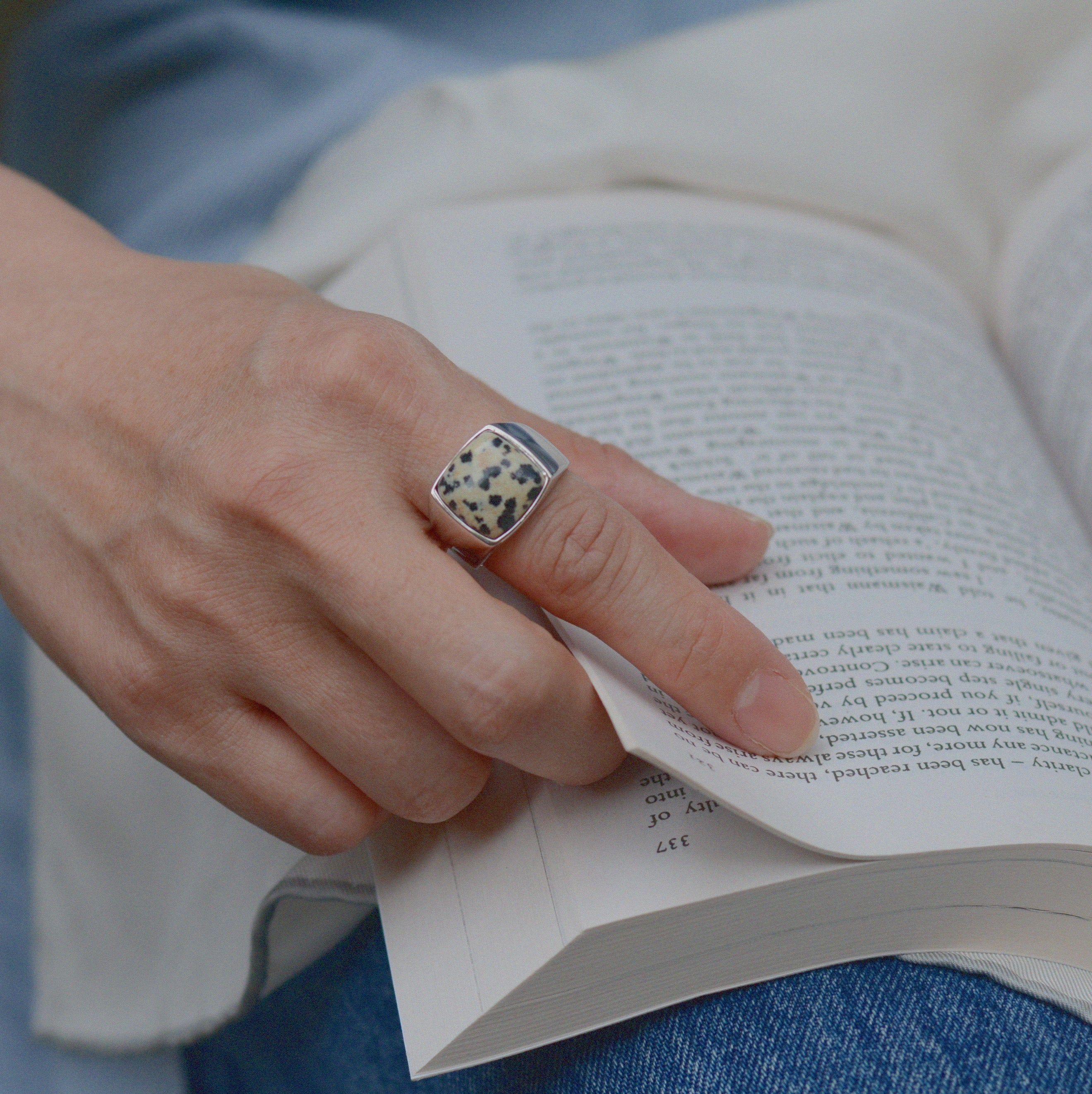 Dalmatian jasper(ダルメシアンジャスパー)Signet Ring