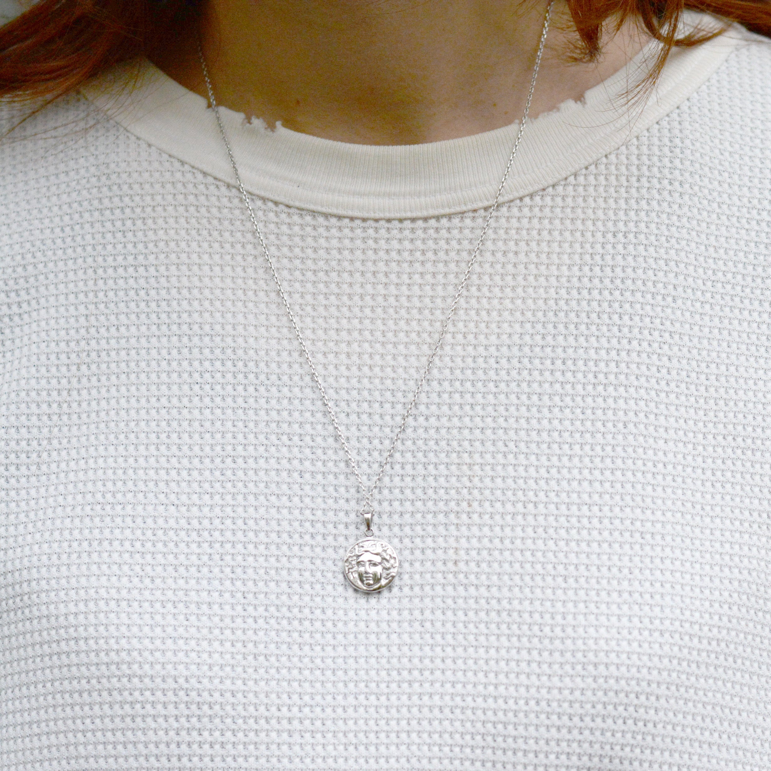 Silver coin necklace 01 bold