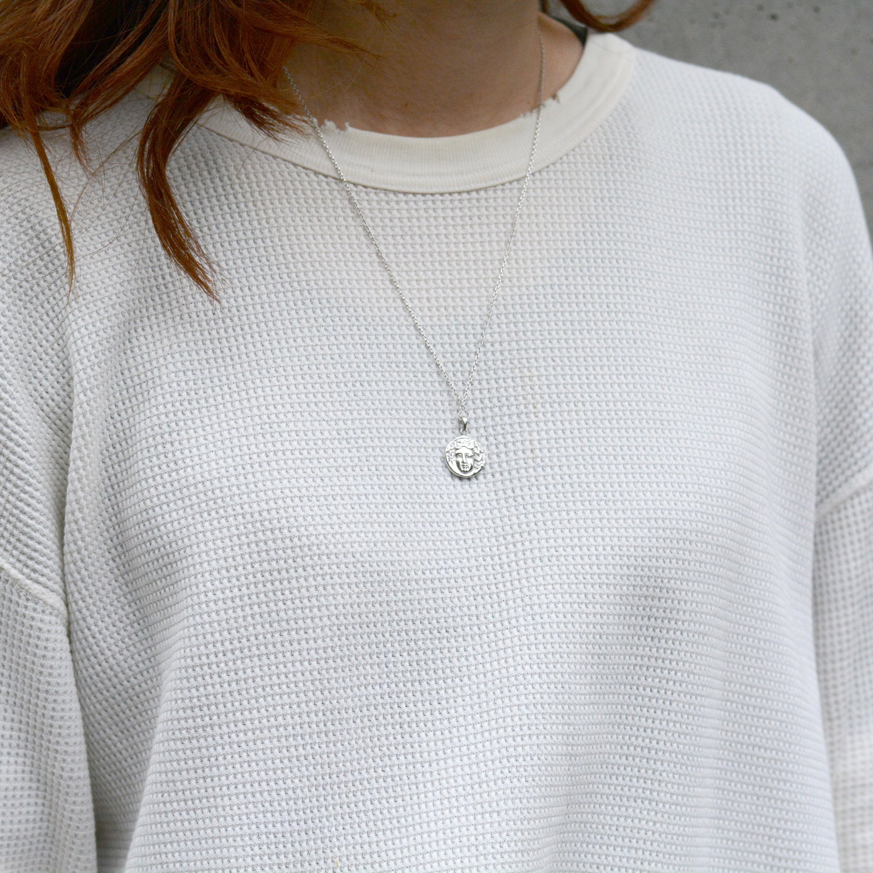 Silver coin necklace 01 thin