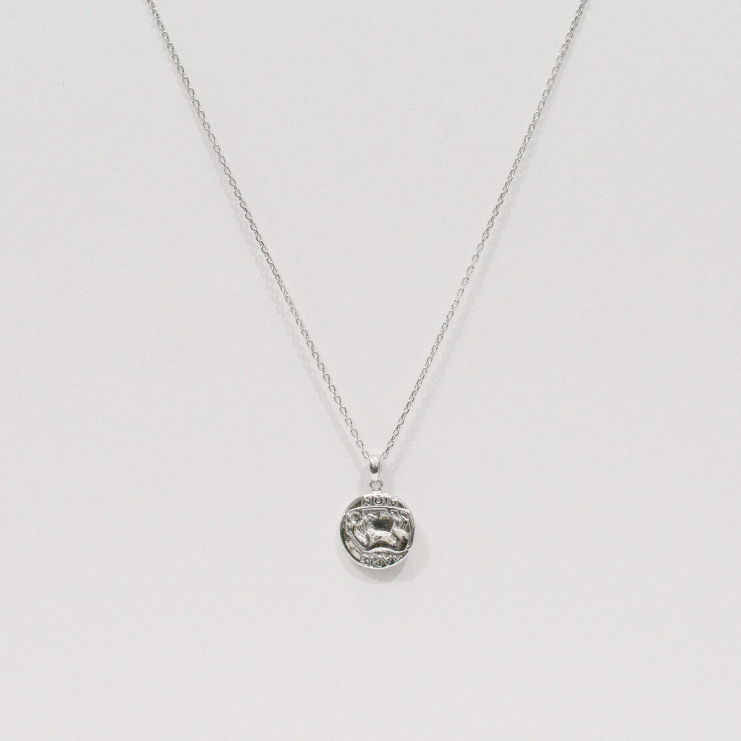Silver coin necklace 01 thin