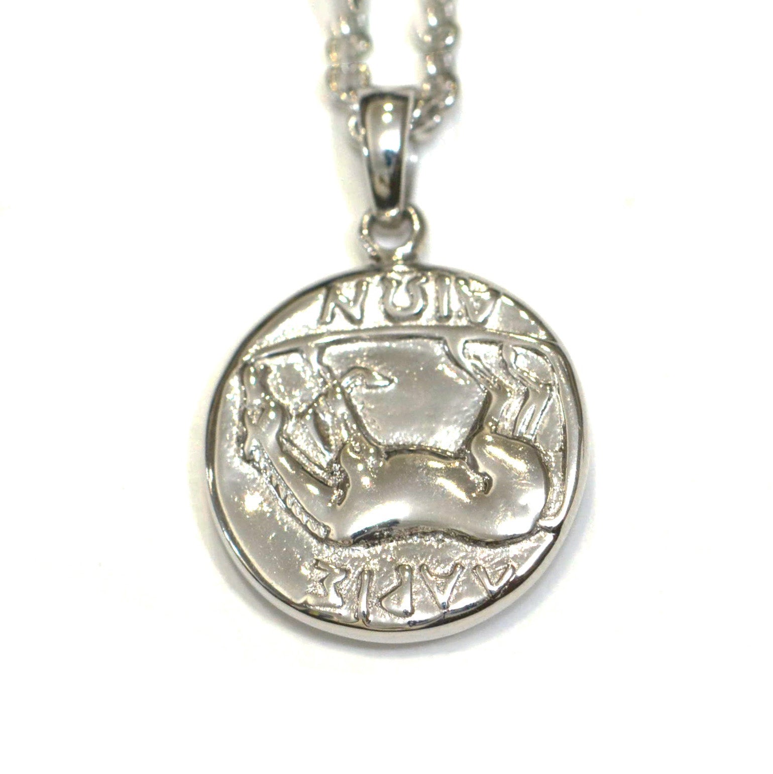 Silver coin necklace 01 thin