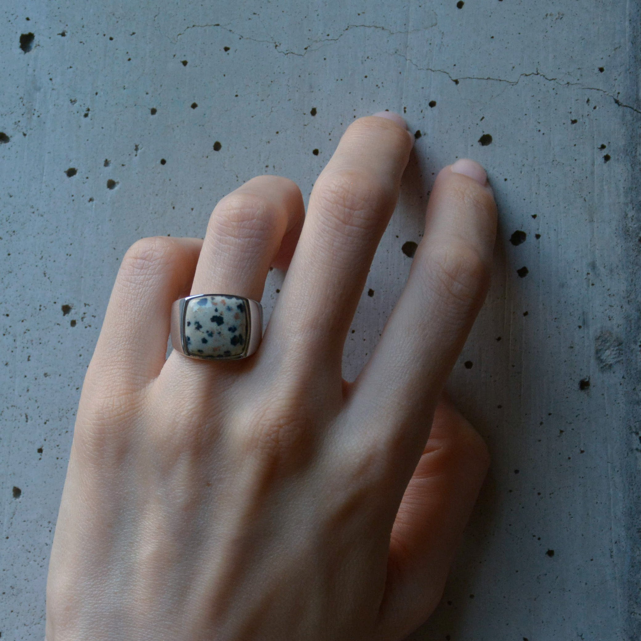Dalmatian jasper(ダルメシアンジャスパー)Signet Ring