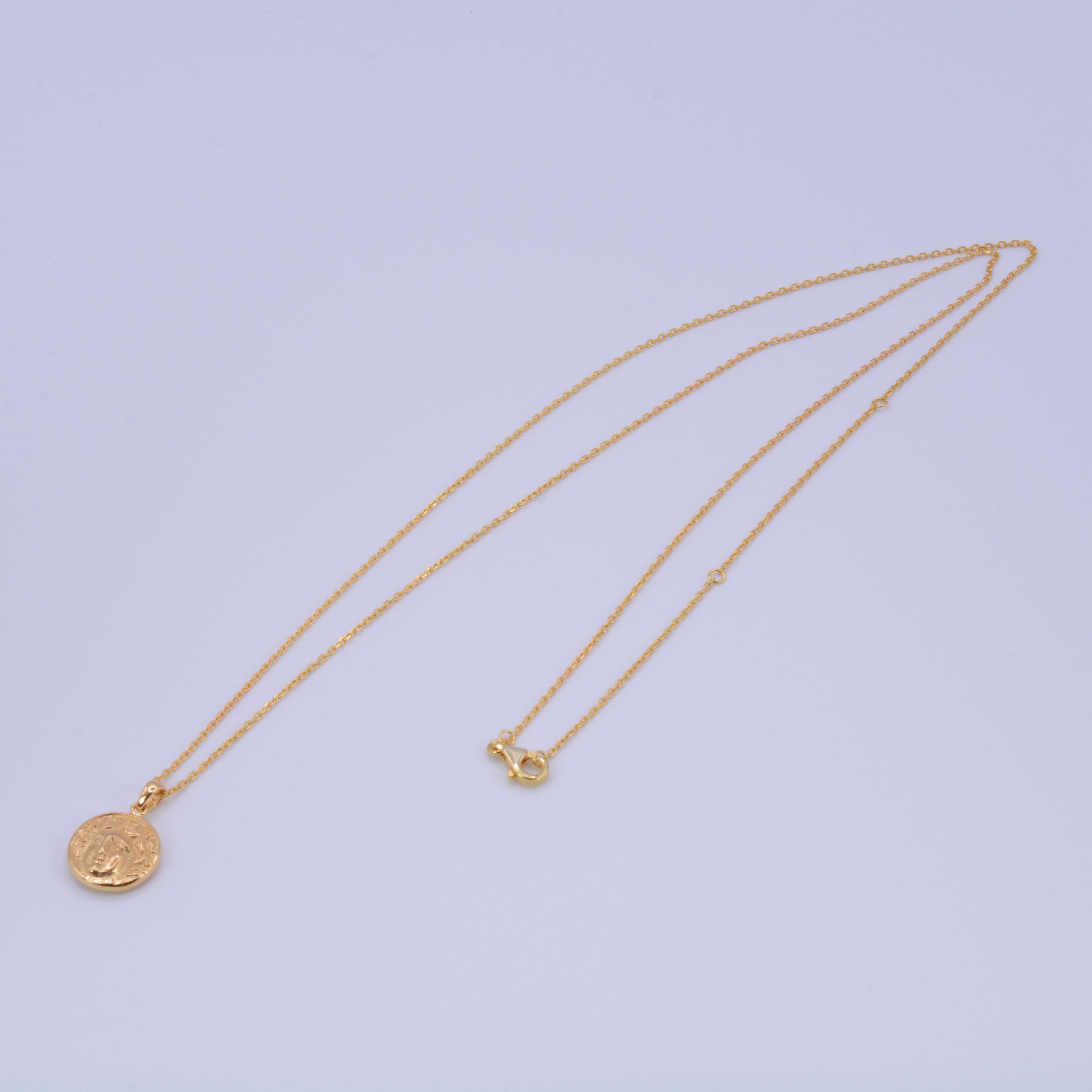 Gold coin necklace 01 thin
