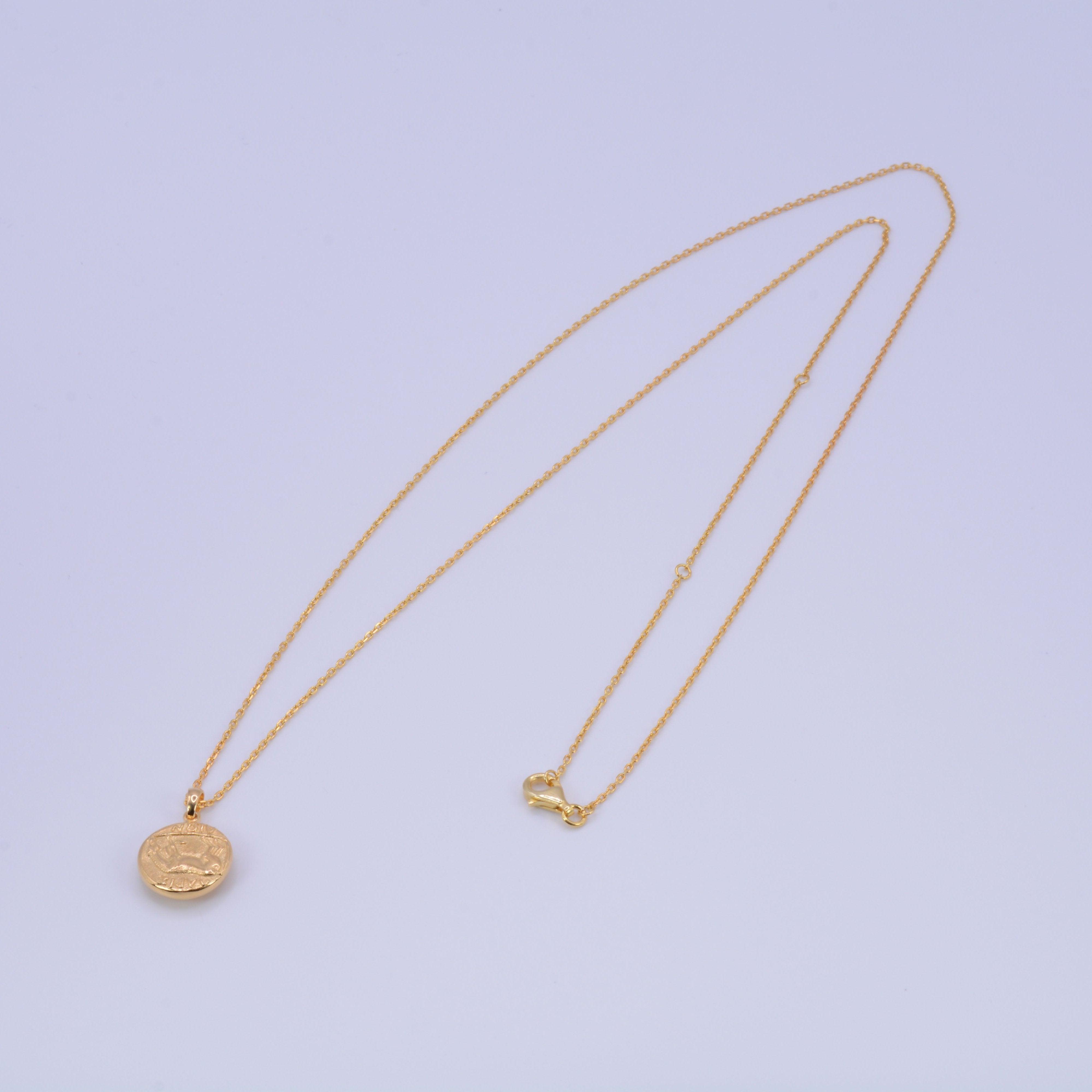 Gold coin necklace 01 thin