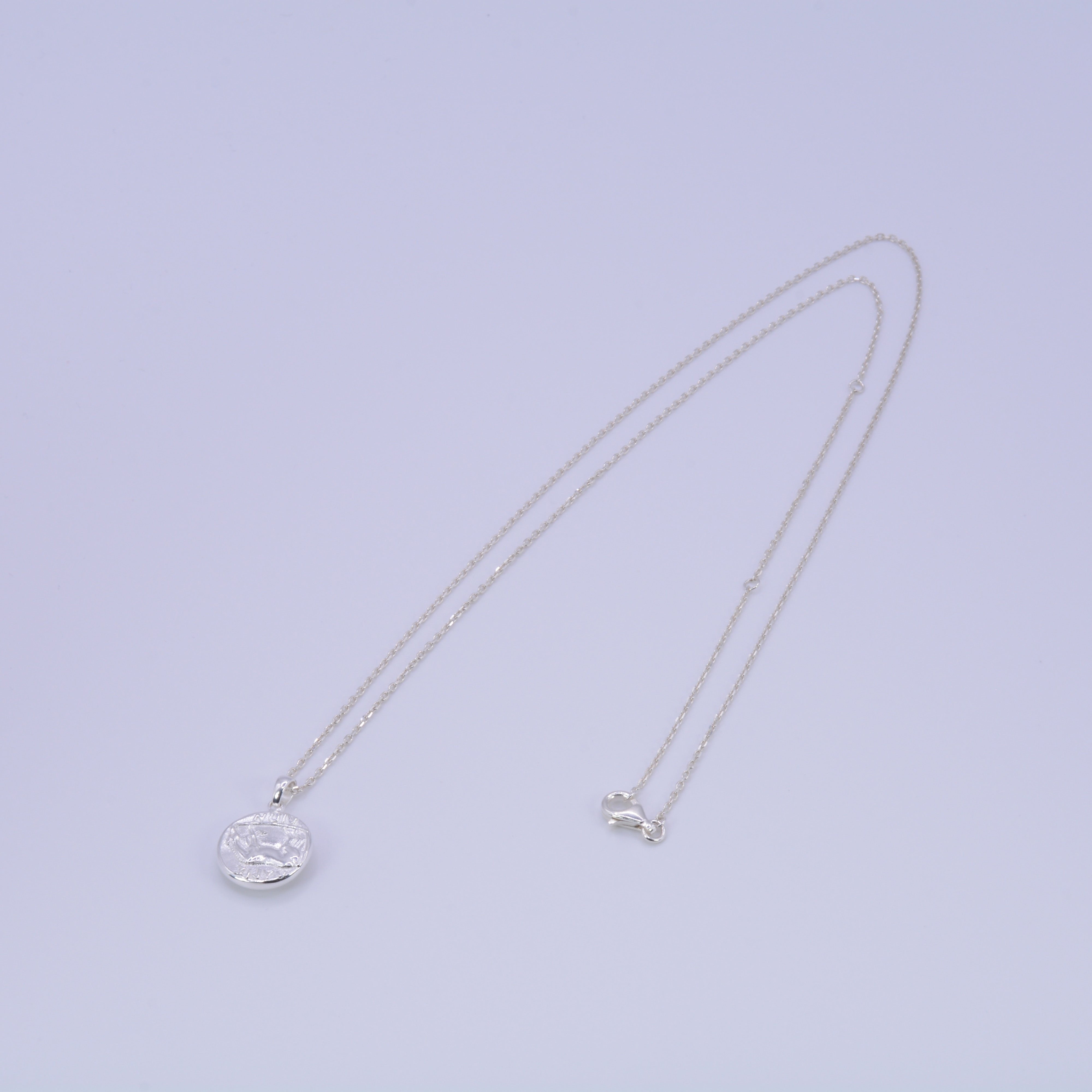 Silver coin necklace 01 thin